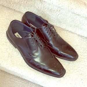 Black genuine leather dress shoes